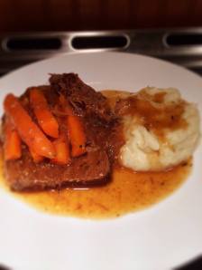 My classic beef pot roast with creamy mashed cauliflower.