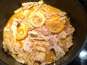 Once pulled, the citrus pork roast will simmer for an additional 10-15 minutes.