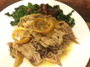 My citrus pulled pork with butternut squash and kale.