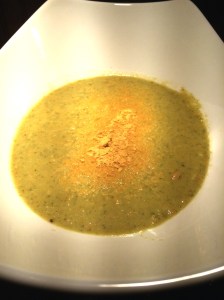 My creamy broccoli soup garnished with additional nutritional yeast to give it that "broccoli cheese soup" taste.