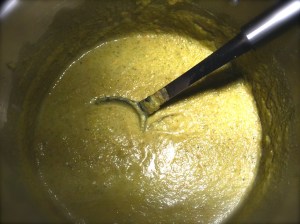 A pot of my creamy broccoli soup.