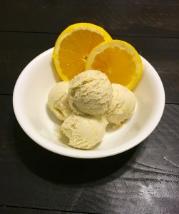 Close up shot of orange creamsicle ice cream texture. Yummy!